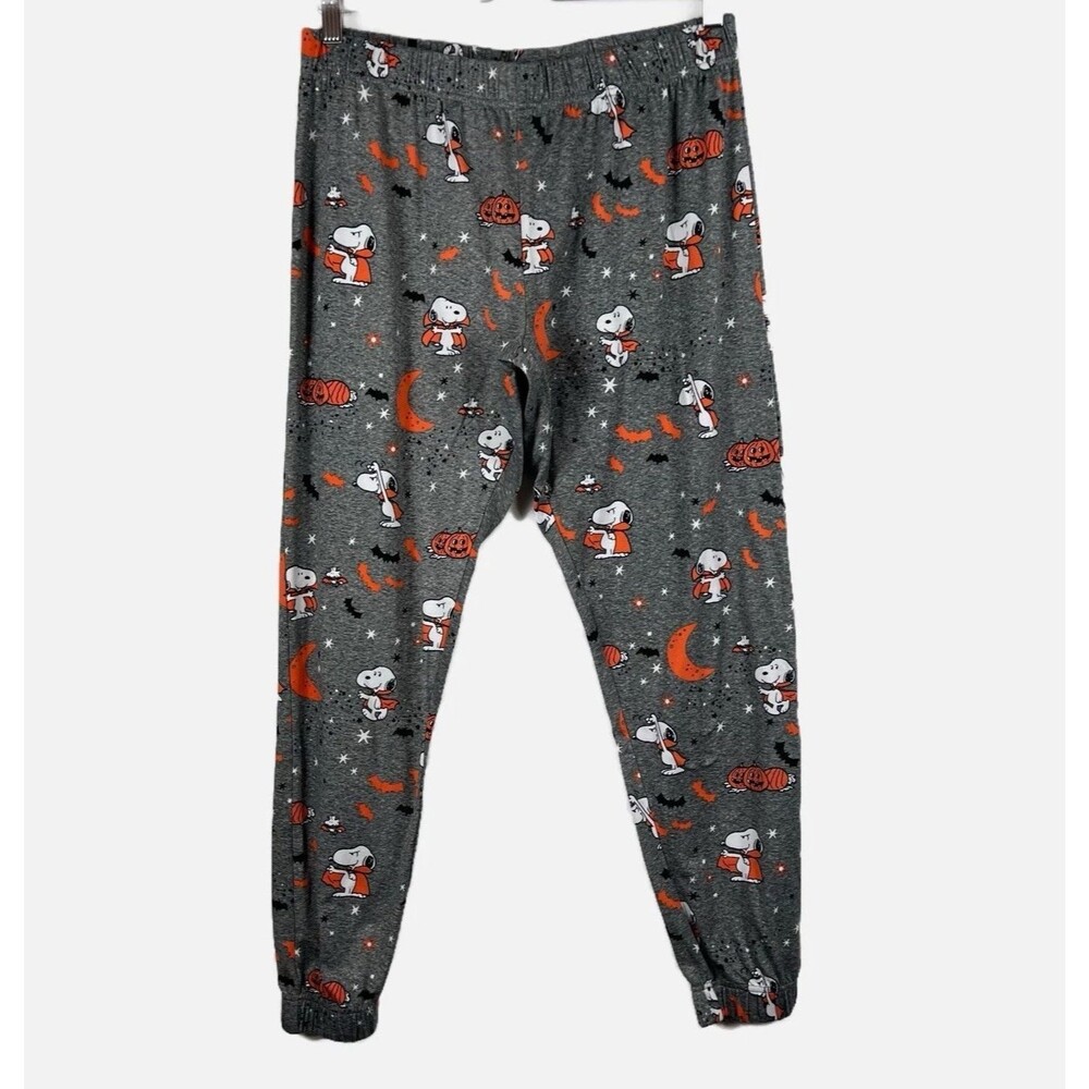 Munki Munki Peanuts Pajama Pants Women's Medium SNOOPY Halloween Lounge Gray